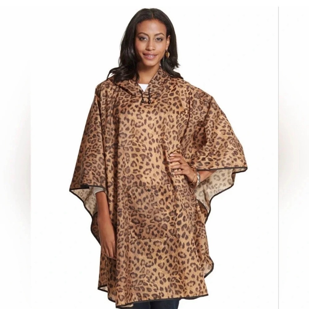 Chico's Leopard Print packable rain poncho